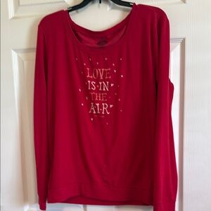 Red Long Sleeve Shirt with Love Graphic